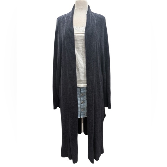 Barefoot Dreams Black Montecito Cozychic Lite Long Cardigan | Size 2X - Picture 2 of 12